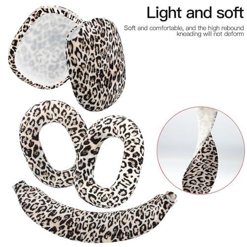 4 in 1 Silicone Case Cover Compatible with Apple Airpods Max 2/1 Headphones(2026/2024/2020), Printed Ear Pad Case Cover Ear Cups Cover and Headband Cover Headband Pad Accessories (Leopard) - color: Leopard