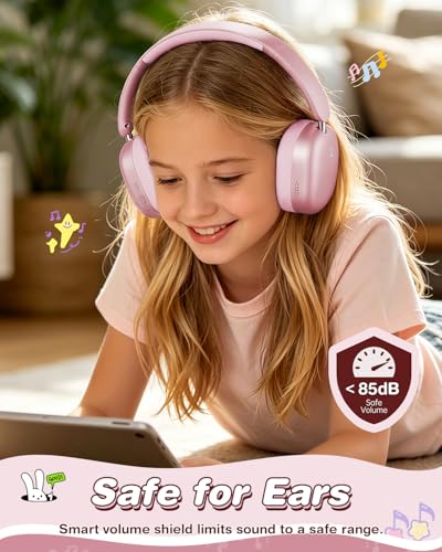 Wentronic Kids Headphones Wireless Bluetooth 5.4,Foldable Over Ear Headphones with 3.5mm Wired Mode,Safe Volume Limit,48H Playtime,Clear Calls,HD Sound for Toddlers/Children/School/Travel,Pink - color: Pink