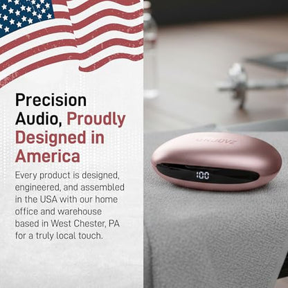 Groovz Open-Ear Plus True Wireless Headphones with Battery Display - Designed & Engineered in the USA - Multi-Point Pairing Bluetooth Open Ear Earbuds Compatible with Apple & Android - Rose Gold - color: Rose Gold
