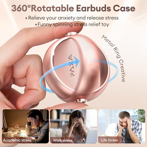 PAXA 2 in 1 Clip-on Earbuds Open Ear Headphones Bluetooth 6.0 Wireless Earbuds with in-Ear Earbuds, Ultra-long 140H Play, Auto L-R Recognition Touch Control for Work Fitness Daily Use Ctbuds Rose Gold - color: B-Rose Gold