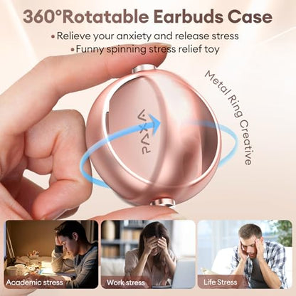 PAXA 2 in 1 Clip-on Earbuds Open Ear Headphones Bluetooth 6.0 Wireless Earbuds with in-Ear Earbuds, Ultra-long 140H Play, Auto L-R Recognition Touch Control for Work Fitness Daily Use Ctbuds Rose Gold - color: B-Rose Gold