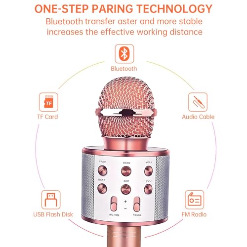 Wireless Bluetooth Karaoke Microphone Portable Handheld Mic Speaker 3-in-1 for All Smartphones Gifts