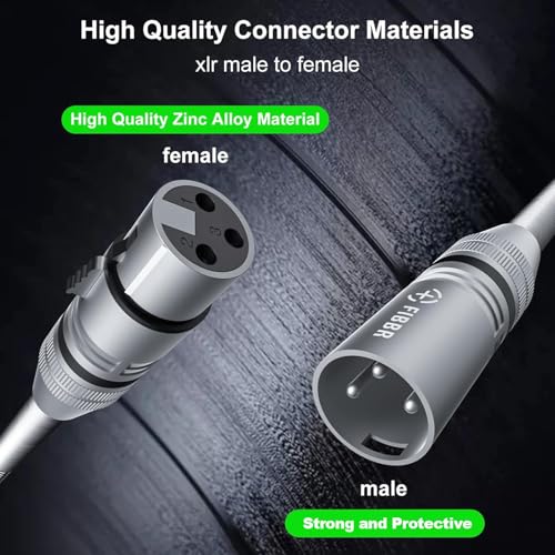 FIBBR XLR Cable 6ft/2M, Microphone Cable Nylon Braided XLR Male to Female Heavy Duty Balanced Microphone Cord Compatible with Preamps/Speaker Systems and More - size: 2m/6ft