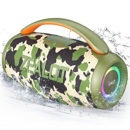 ZEALOT P11 Bluetooth Speaker, 80W Peak Wireless Stereo, Ultra Lightweight Portable Design and IPX6 Waterproof, Customize EQ for Outdoor/Camping/Beach/Travel (camo) - color: camo