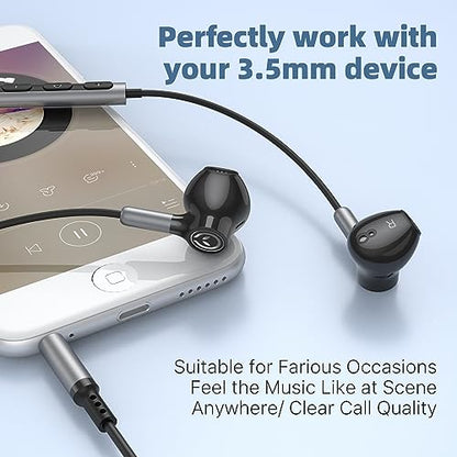 BENEWY Wired Earbuds 3.5mm Magnetic Earphones with Microphone Headphones | Noise lsolating, Clear Stereo, Ergonomic Design for iPhone, iPad,Smartphone, MP3 Players, Laptops and Other Audio Devices - color: Black