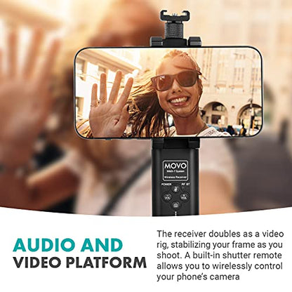 Movo WMX-7-SP VHF Wireless Lavalier Microphone System for Smartphones - Wireless Lav Mic for iPhone and Android - 16 Channel Handheld Receiver - Microphone with Wireless Audio Transmitter