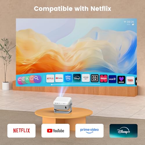 【Officially-Licensed APP & Native 1080P】Mini Projector with WiFi and Bluetooth, 4K Portable Projector with stand, Auto Focus&Keystone, Smart Projector for Outdoor/TV /Smartphone/Laptop - size: XL