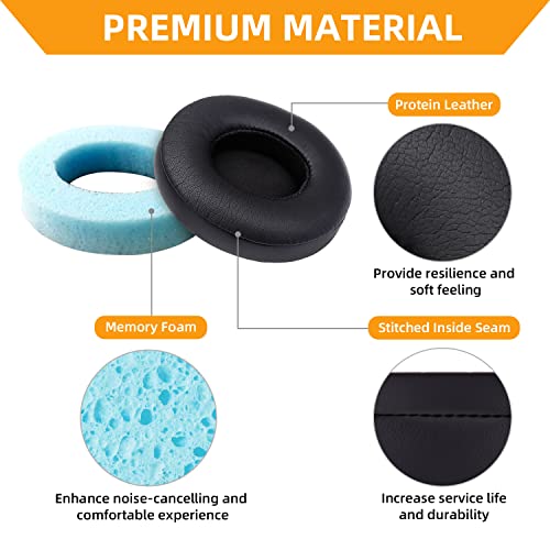 Replacement Ear Pads for Beats Solo 2 & Solo 3 Headphones, Black | Solo2 & Solo3 Earpads Cushions with Noise Isolation Memory Foam and Softer Protein Leather - color: Black