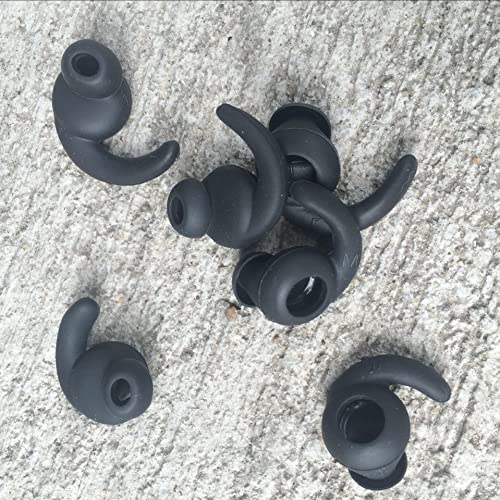 3 Pairs Silicone Hooks Eartip Eartips Earbuds Eargels Compatible with Synchros Reflect BT Sports Wireless Bluetooth Earphones(Black)