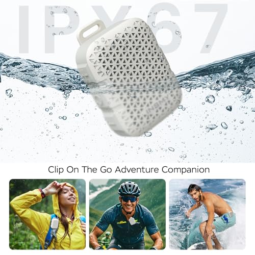 INSMY Wearable Bluetooth Speakers IP67 Waterproof Clip On Small Speaker | Portable Personal Speakers,Clean Sound,Stereo Pair,Wireless,ENC Built-in Mic,Lightweight for Golf Work Pool Gift (White) - color: white