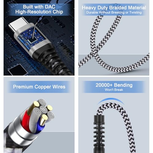 USB A to 3.5mm Audio Aux Cable for Headphones Speaker PC Laptop Windows PS5 PS4 Desktops,3FT USB C to 3.5mm Aux Adapter TRS Stereo Braided Audio Cord for iPhone 17 Pro Max/17/16/16 Pro/15 Plus