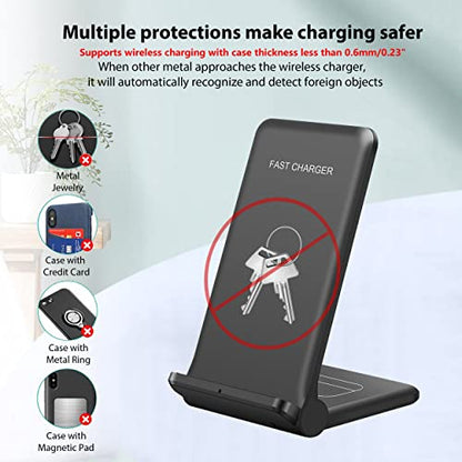 2 in 1 Wireless Charger,Foldable 20W Fast Wireless Charging Stand Compatible with iPhone 17/16/16 Pro/15/14/X/AirPods,Dual Phone Induction Charge Station for Samsung,Pixel,Xperia,LG(No Plug) - color: Black
