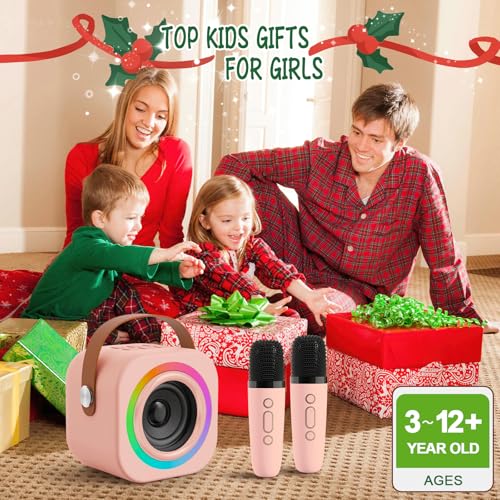 Mini Karaoke Machine for Kids, Birthday Gifts Toys for Girls Ages 3-12 - color: pink