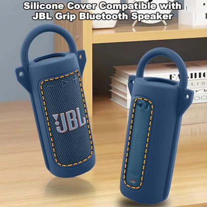 for JBL Grip Portable Waterproof Speaker Silicone Case, Blue | Portable Travel Soft Cover with Adjustable Shoulder Strap and Carabiner, Protective Skin Case, Anti-Slip Feet - color: Blue Case