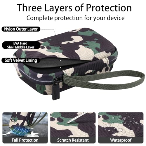 for JBL Go 5/4/3 Ultra Portable Speaker Hard Travel Case, Camo+Army Green | Protective Storage Bag with Mesh Pocket & Hand Strap, Shockproof EVA Carrying Box, Soft Lining - color: Camo Case +Inner Army Green