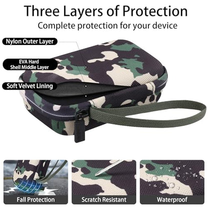 for JBL Go 5/4/3 Ultra Portable Speaker Hard Travel Case, Camo+Army Green | Protective Storage Bag with Mesh Pocket & Hand Strap, Shockproof EVA Carrying Box, Soft Lining - color: Camo Case +Inner Army Green