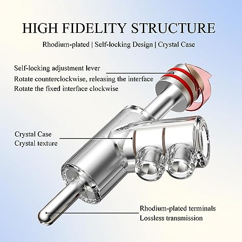 Viborg 4X Banana Plugs Rhodium Plated 45° Angled Screw Locking Speaker Connectors for Sound Systems - color: Rhoidum