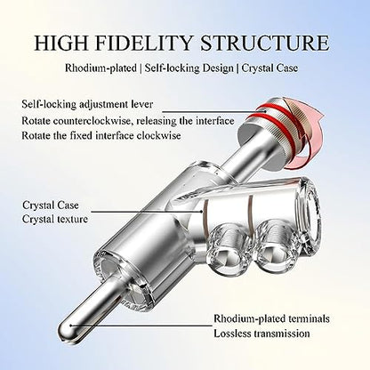 Viborg 4X Banana Plugs Rhodium Plated 45° Angled Screw Locking Speaker Connectors for Sound Systems - color: Rhoidum