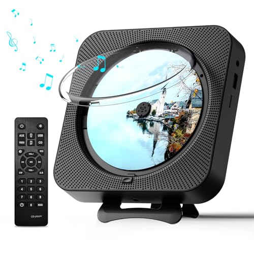 MICOCIOUS Portable CD Player with Bluetooth Desktop CD Player for Home CD Music Players withTimer,Built-in Dual Speakers with LED Display Home Audio Boombox FM Radio (Black) - color: Black