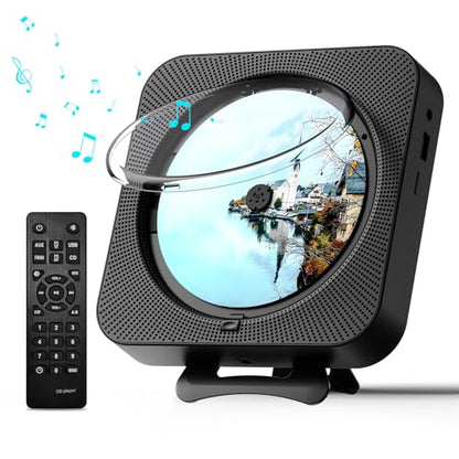 MICOCIOUS Portable CD Player with Bluetooth Desktop CD Player for Home CD Music Players withTimer,Built-in Dual Speakers with LED Display Home Audio Boombox FM Radio (Black) - color: Black