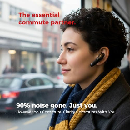 Bluetooth Headset with 38H Talk Time, Dual Mic Noise Cancelling - color: Black