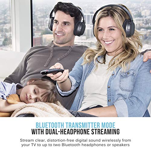MEE audio Connect Hub Bluetooth Transmitter/Receiver with Audio Pass-Through for TV/Home Stereo with 3.5mm Jack/AUX/RCA/Optical Input; USB Multi-stream Bluetooth Adapter for Dual Headphones/Speakers - style: TV Transmitter + Receiver