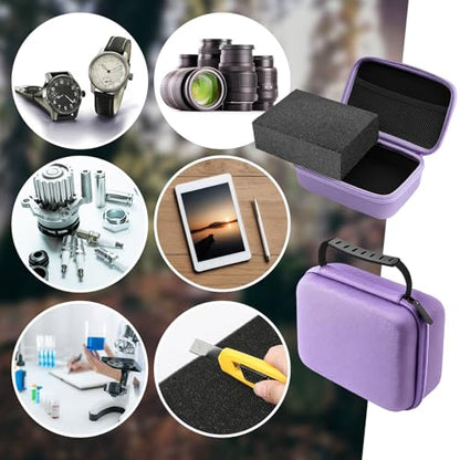 Relaxweex Hard Case with Foam, 7.1 X 4.7 X 3.1 Inch, Purple | EVA Waterproof Shockproof Case, Customizable Foam for Camera Electronics Instruments, Digital Products, with Knife - color: Purple, size: 7.1 x 4.7 x 3.1 inch