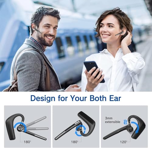 Bluetooth Headset V5.4, Wireless Bluetooth Earpiece with CVC8.0 Dual Mic Noise Cancelling, 110 Hours Talktime Hands-Free Headphones for Cell Phone, iOS and Android, for Trucker and Business Use