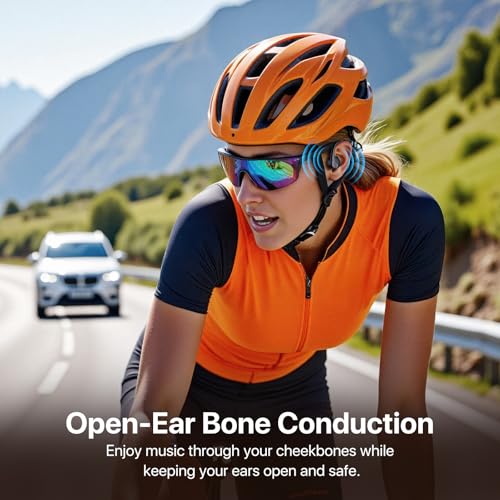 Bone Conduction Headphones, Open Ear Bluetooth Headphones, Ultra-Light Sports Headset, IPX5 Sweat Resistant, 8H Playtime, Wireless Headphones for Running, Gym, Cycling, Workout