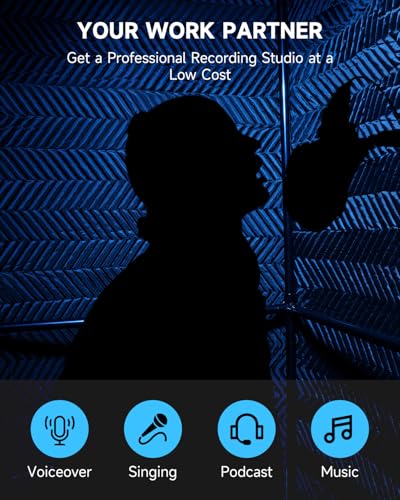Moukey Portable Vocal Booth, One-piece Design Recording Booth with 720 Degree Sound Dampening, Home Studio Soundproof Booth for Voiceover, Podcast, Singing