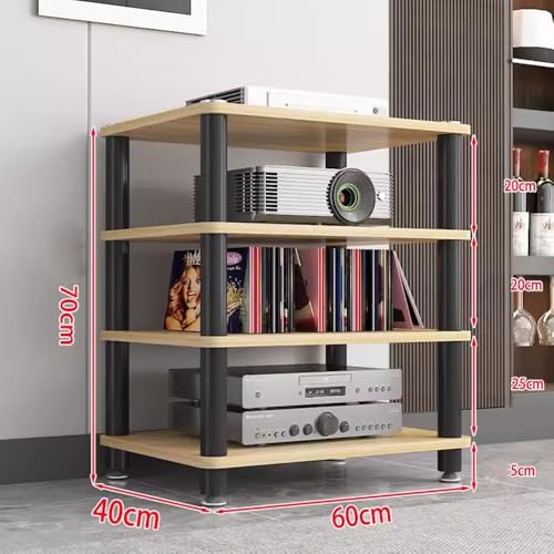 Media Storage Cabinet Rack Audio Tower, Modern Audio-Video Media Stand, 1/2/3/4-Tier Media Cabinet, Wood Stereo Cabinet(Yellow,4 Tier) - color: Yellow, size: 4 Tier
