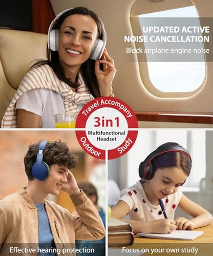 rockpapa E7 Wired/Wireless Bluetooth Headphones with Mic, 25 Hours Playtime | 2 in 1 Wire less Blue tooth Head Phones Foldable Lightweight for Kids Boys Girls Youth in School Airplane Car Black Red - color: Black Red, style: without Case
