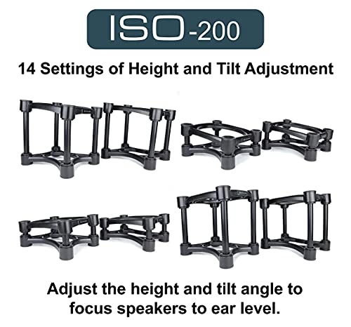 IsoAcoustics Iso-Stand Series Speaker Isolation Stands with Height & Tilt Adjustment: Iso-200 (7.8” x 10”) Pair - size: ISO-200 (20 x 25.4 cm)