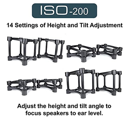 IsoAcoustics Iso-Stand Series Speaker Isolation Stands with Height & Tilt Adjustment: Iso-200 (7.8” x 10”) Pair - size: ISO-200 (20 x 25.4 cm)
