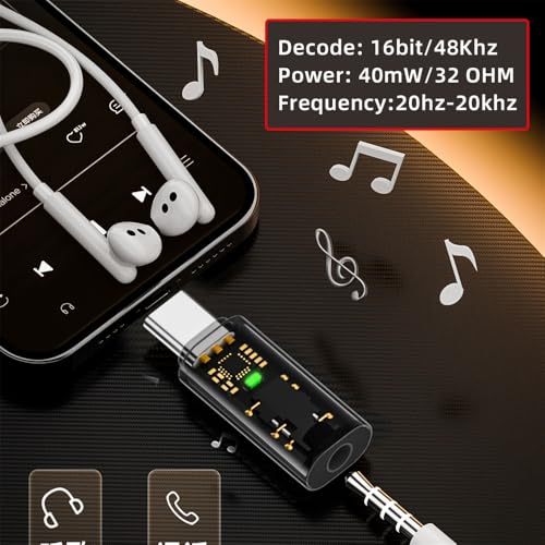 xiwai 2 Pack Type C USB-C to 3.5mm Audio AUX & 16bit 48kHz MIC Sound Card Adapter Compatible with Laptop Tablet Phone - style: USB-C to DAC 3.5MM 48khz