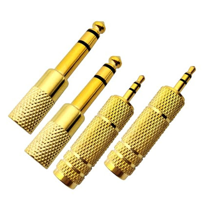 3.5MM Male to 6.35MM Female Adapter 1/4 to 1/8 Audio Jack Adapter for Guitar Headphone 4 Pack - color: Gold