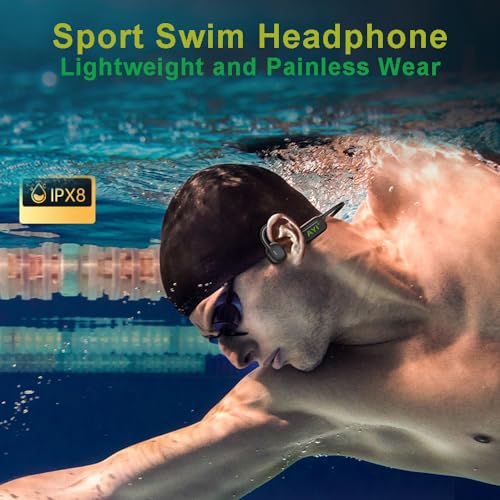 AYI Professional Swim Headphones True Bone Conduction Open Ear Headset MP3 Player Built-in 32G Memory IP68 Underwater Waterproof Bluetooth Earphone for Driving Bicycling Running Skiing-CS05 Black - color: CS05 Black