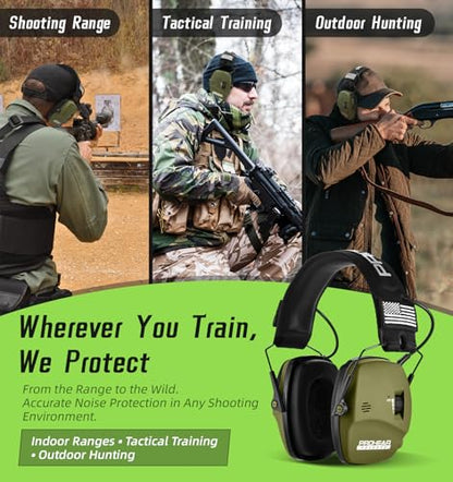 PROHEAR Digital Electronic Shooting Ear Protection 5X Sound Amplification Earmuffs, 23dB NRR Low Profile Noise Reduction Hearing Protection for Gun Range and Hunting, Green - style: Electronic 2.0 - Green