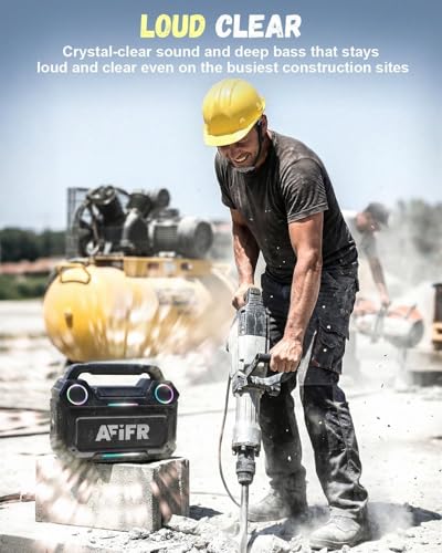 Outdoor Bluetooth Speaker, 160W Loud Bass! Rugged, IP67 Waterproof, 24H Playtime with Lights, Wireless TWS Pairing Portable Speakers for Party, Outsides, Travel, Beach, Garage (Black) | Rugged portable speaker with deep bass, LED lights, TWS pairing for p