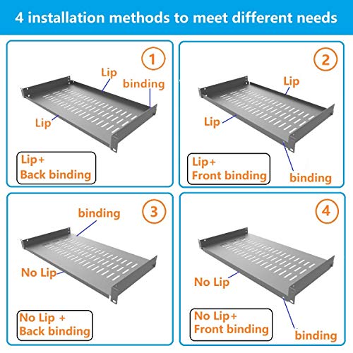 2 Pack 1U Vented Cantilever Server Rack Shelf 10" Depth | Disassembled Universal Rack Mount Trayfor 19-inch Network Cabinet or Equipment Rack (10V2PC) - size: 10V2PC