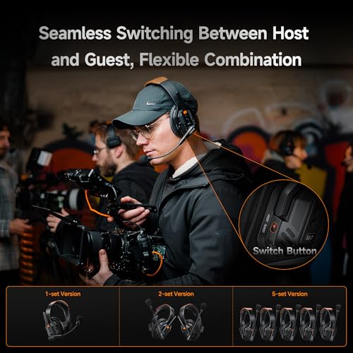 COMICA Seekcom S1 Wireless Intercom Headset System for 2-User Team Intercom | Full-Duplex, 1640ft Range, Noise Reduction, App Control, One-Key Broadcasting & Talk Mode for Events Filming Wedding Coaching - size: 2-Set