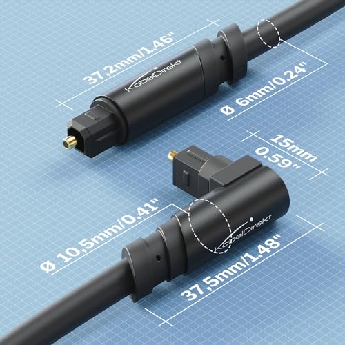 KabelDirekt – TOSLINK Cable – 50ft – Soundbar | Optical audio cable, digital S/PDIF, stereos/amplifiers/amps, Xbox One/PS4 - color: Black, size: 50ft