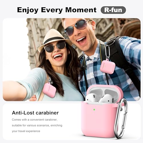for AirPods 2nd/1st Case Silicone Cover, Pink | Compatible with Apple AirPods 2nd/1st (2019/2016) Generation with Keychain & Cleaner Kit, Wireless Charging Compatible - color: E1-Pink