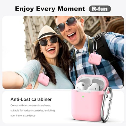 for AirPods 2nd/1st Case Silicone Cover, Pink | Compatible with Apple AirPods 2nd/1st (2019/2016) Generation with Keychain & Cleaner Kit, Wireless Charging Compatible - color: E1-Pink