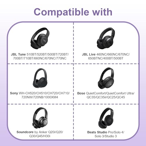 Headphone Headset Case Bag Compatible with JBL Tune 770NC, 720BT, 510BT, 520BT, 500BT | Soundcore by Anker Q20i, Q20, Q30, Q45 | Sony | BERIBES | TOZO | KVIDIO | JLab | Bose On-Ear Headphones - Purple - color: 3.Purple