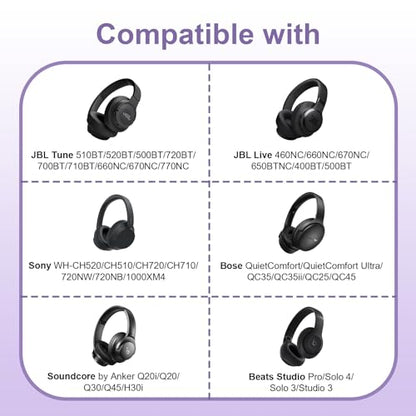 Headphone Headset Case Bag Compatible with JBL Tune 770NC, 720BT, 510BT, 520BT, 500BT | Soundcore by Anker Q20i, Q20, Q30, Q45 | Sony | BERIBES | TOZO | KVIDIO | JLab | Bose On-Ear Headphones - Purple - color: 3.Purple