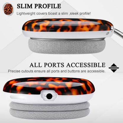 Tellegloww Brown Tortoise Shell Leopard Print Case Cover Compatible with Airpods Max, Protective Ear Cup Covers Accessories