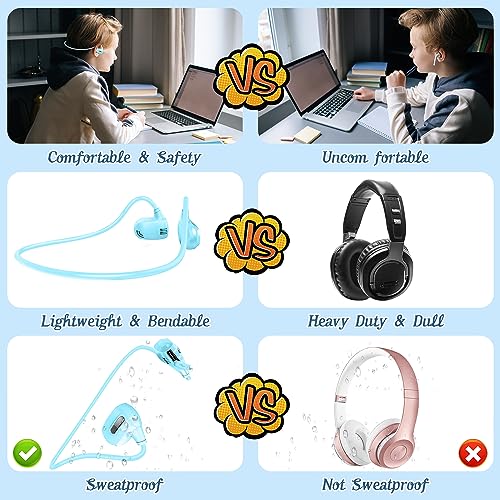 BANIGIPA Kids Headphones, Open Ear Headphones for Teens Child Boys Girls | Wireless Bluetooth 5.4 Headset w/ Built-in Mic for School/Tablet/Travel, 13g Ultra-Light, 85dB Protect Hearing, 10H Playtime - color: G03-Sky Blue