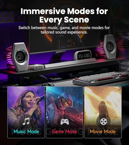 Edifier G2000 Pro 2.0 RGB Gaming Speakers with 64W Peak Power, White - color: White