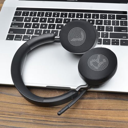 Jabra Elite 45h Evolve2 65 UC 무선 헤드폰용 젤 교체용 이어 패드 쿠션, 부드러운 단백질 가죽 폼 베개 쿨링 귀마개 커버 컵 포함